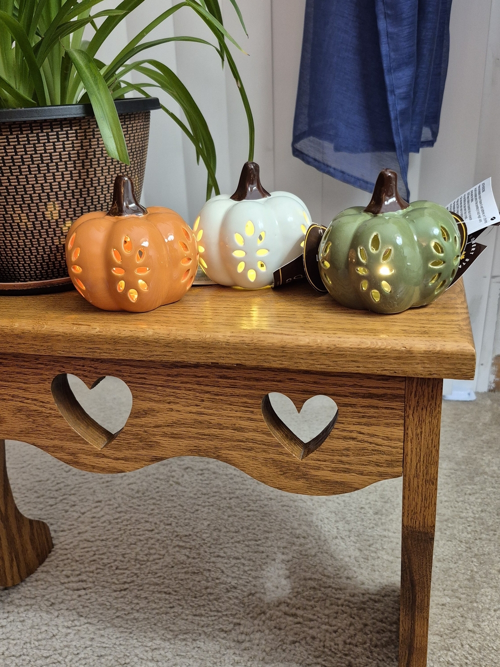 Ceramic Pumpkin LED Accent Trio - Orange, White, Green